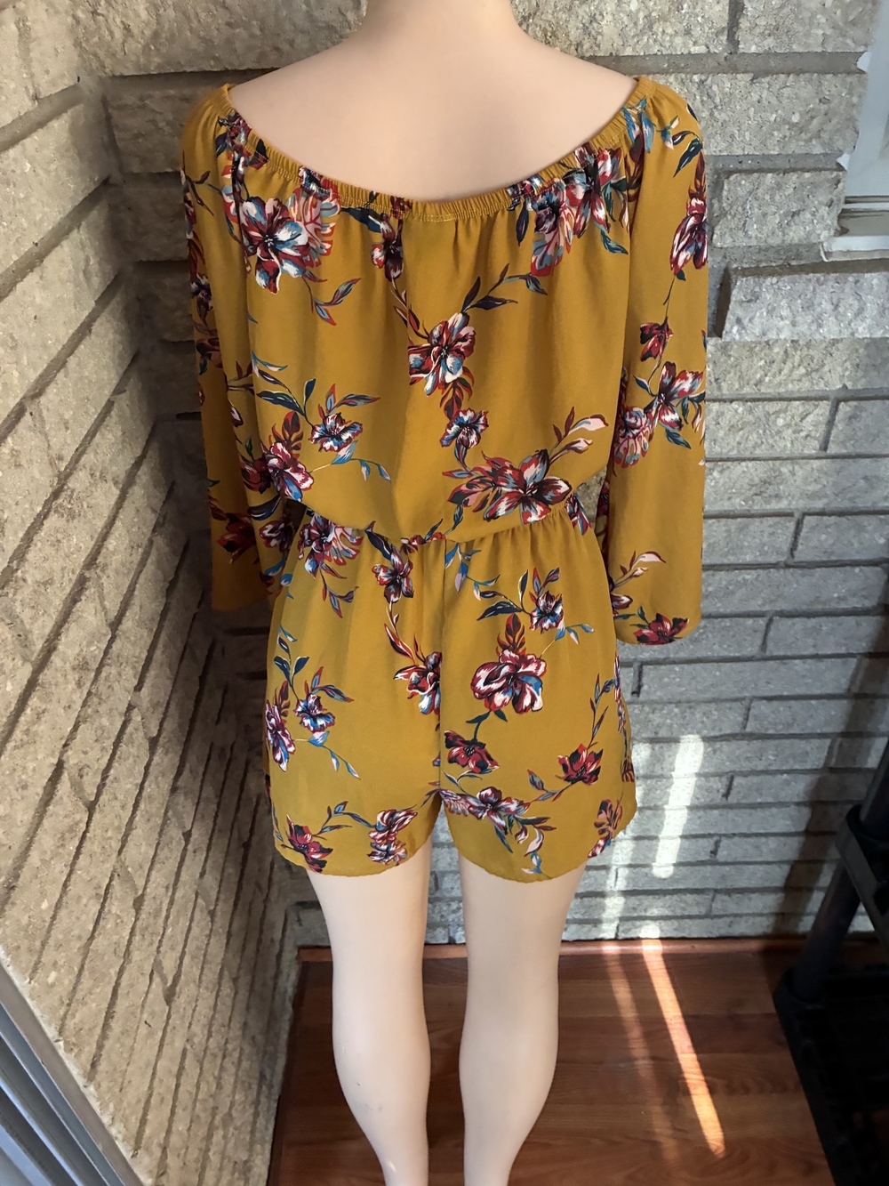 Rue21 Mustard Floral Off-Shoulder Romper - Picture 2 of 2